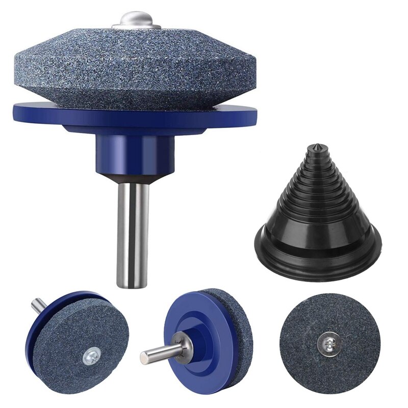 4 PCS Lawn Mower Blade Sharpener Universal Multi-Sharp Rotary Lawnmower Sharpen for Power Drill Hand Drill and Lawn Mower Blade
