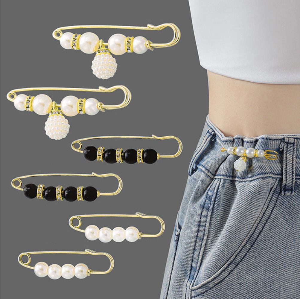 Alfileres joyería cintura hebilla fija accesorios de mujer vestido chal Clips pretina Pin ropa broches conjunto cintura Pin broche: Oro