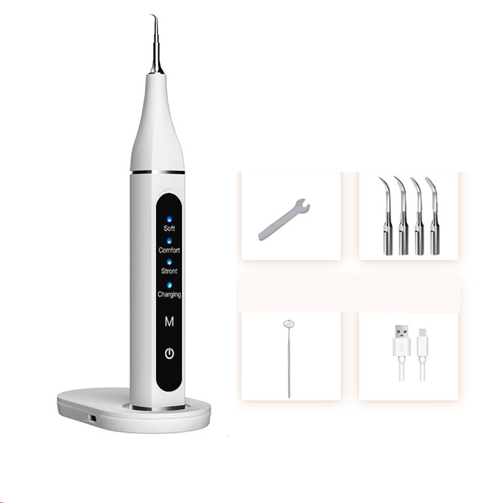 Home Ultrasonic Calculus Remover Portable Electric Dental Scaler Tooth Tartar Plaque Sonic Smoke Stains Teeth White Touch Screen: ToothPlaque-white