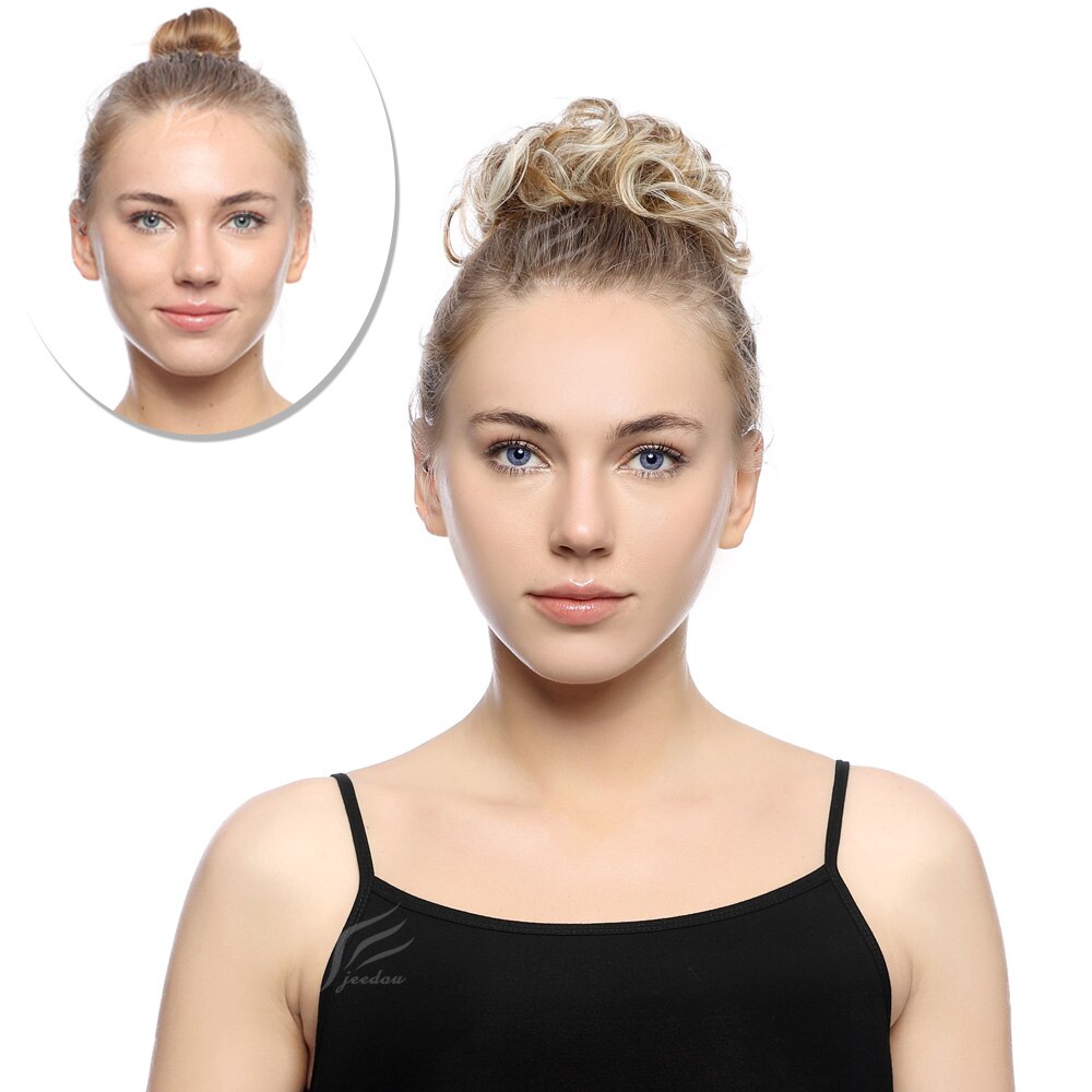 Jeedou Synthetic Messy Hair Bun Chignon Donut Pad Elastic Hair Rope Rubber Band Hairpiece