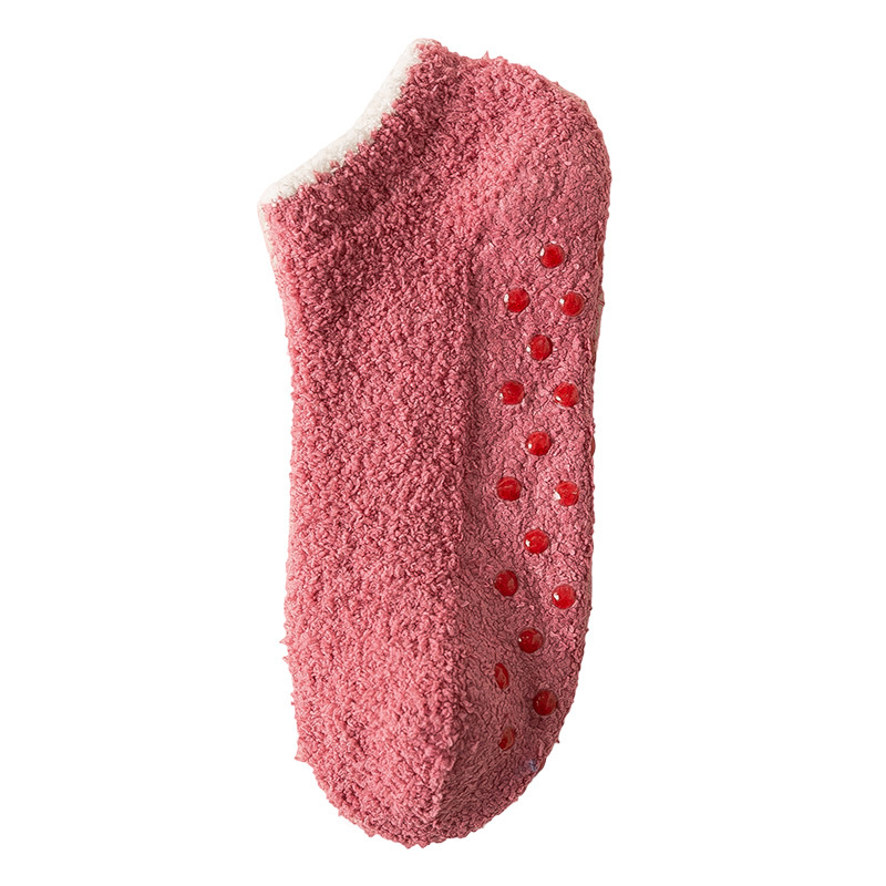 Women's Slouch Socks Women Thickened Coral Fleece Warm Indoor Floor Silicone Non-slip Invisible Cotton Boat Socks Hipster