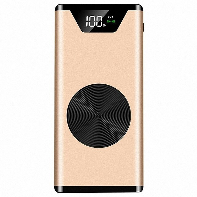 30000Mah Draadloze Oplader Power Bank Draagbare Oplader Draadloze Externe Batterij Power Bank Voor Smartphones: gold