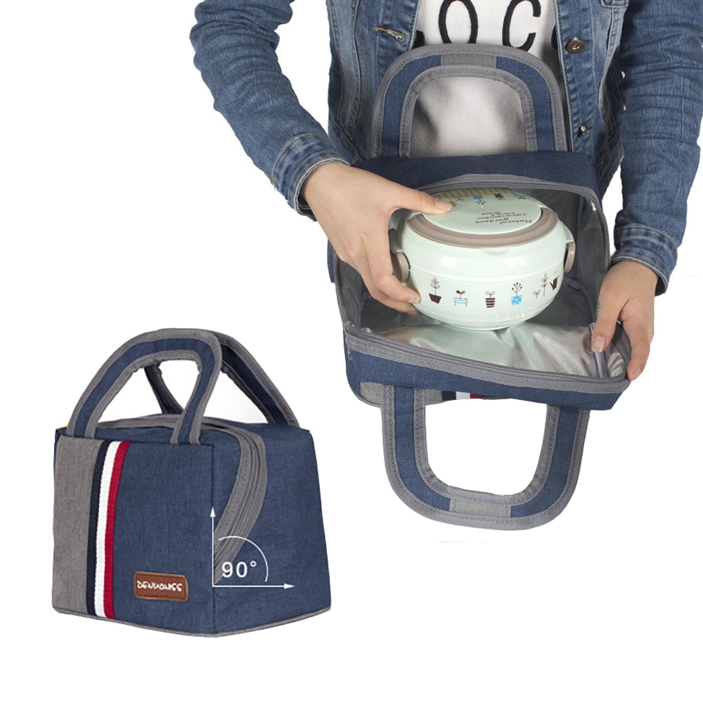 Geïsoleerde lunchtas, koeltas met matte waterdichte stof, wijd open handtas, draagbaar voor vrouwen en studenten op school.