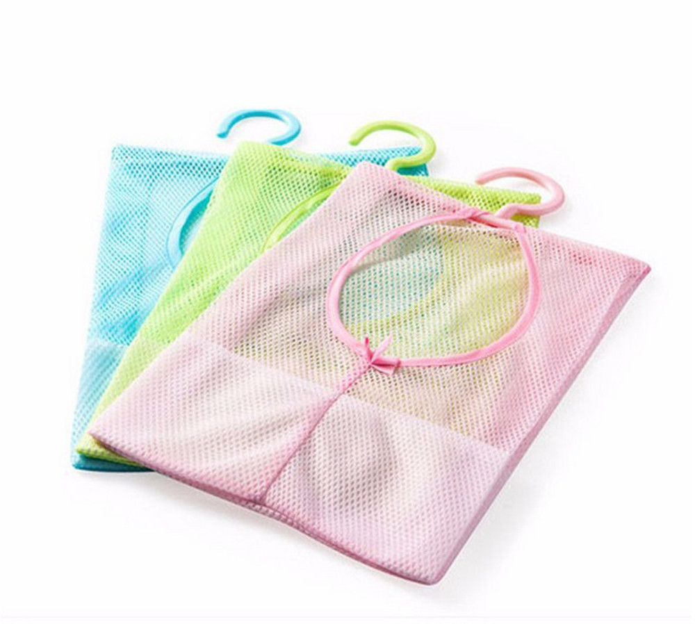 Bathroom Storage Clothespin Mesh Bag Hooks Hanging Bag Organizer Shower Bath Storage Hanging Bag Opberg Bakjes #25