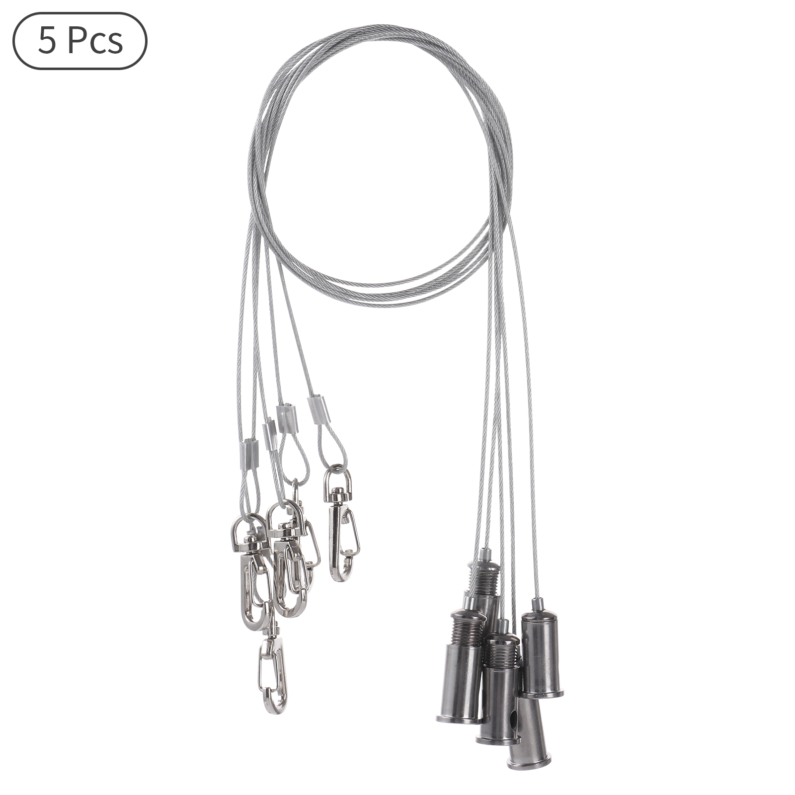 5Pcs Steel Cable Adjustable Heavy Duty Mirror Hanging Wire With Hook Wall Mount Suspension Cable Metal Hook Safe Hanging Wires