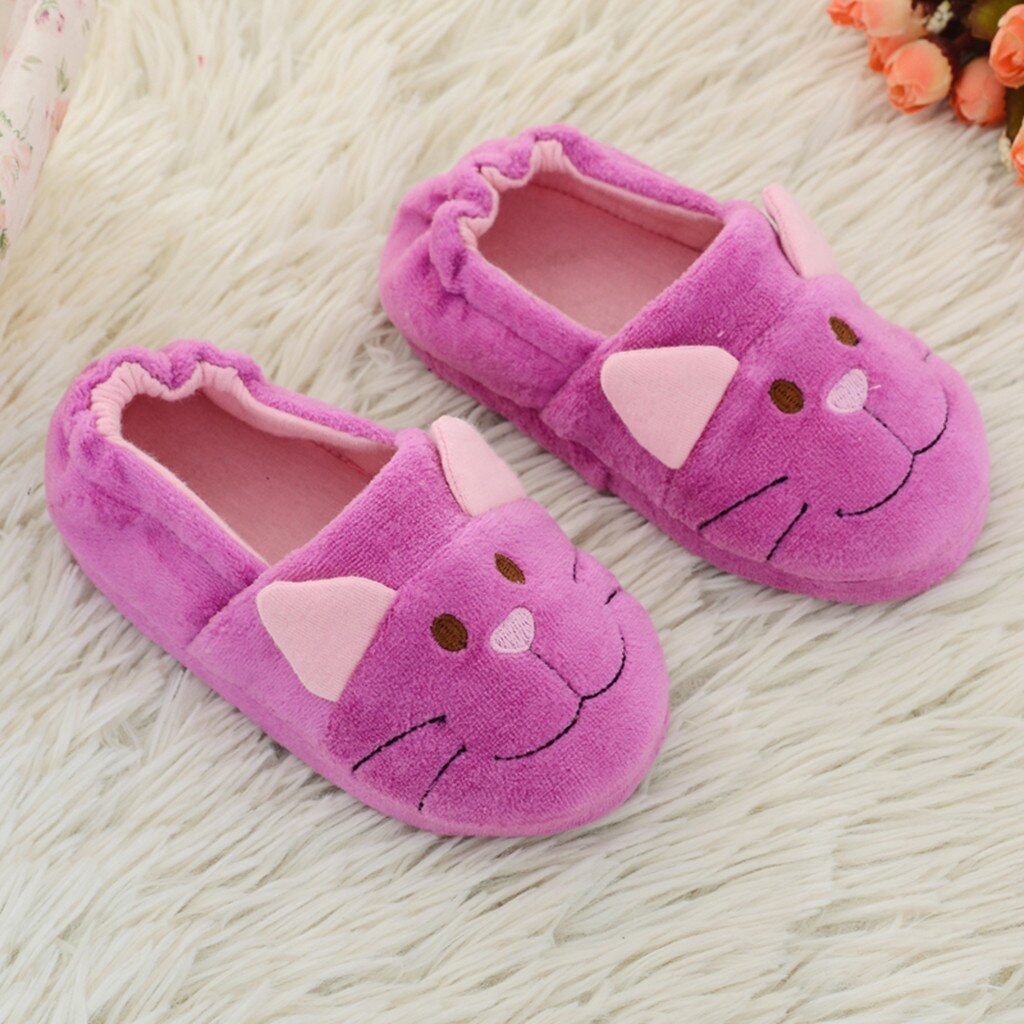 Winter Children Flip Flops Kids Slippers Home Baby Girl Clothes Slipper Boys Indoor Cotton Cartoon Cats Slippers Room Skid Warm