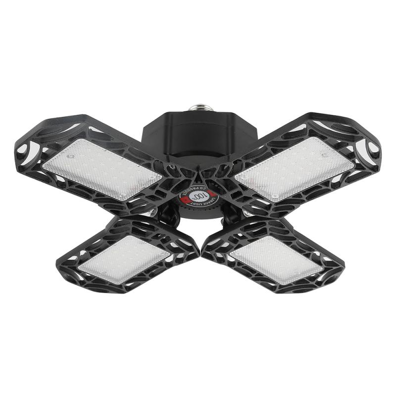 Plegable lámpara de luz LED para garaje Deformable luz de techo 360 grado 120W interior de garaje taller lámpara Industrial lámpara de iluminación: Black
