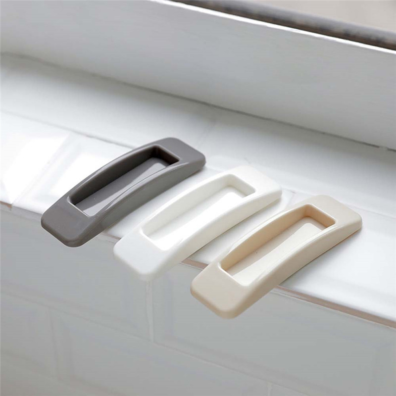 2 Pcs/Set Home Use Pasted Plastic Sliding Door Pull Window Handle Rectangular Adhesive Interior Drawer Cabinet Assist Handlebars