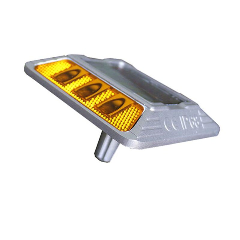 6pcs LED light Aluminum Solar Road Stud with Shank, large size solar road stud for roadway safety