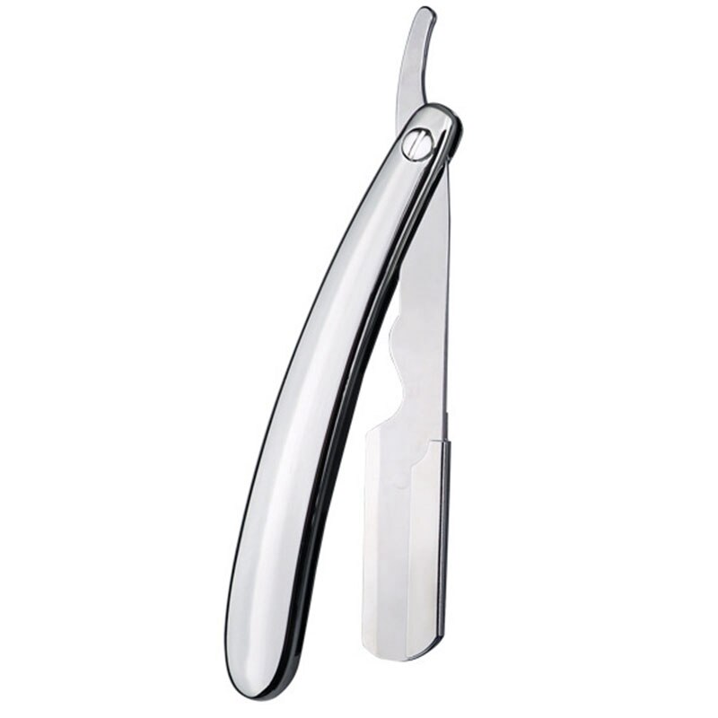 Maquinilla de afeitar recta plegable para hombre, barba Manual de acero inoxidable: Silver