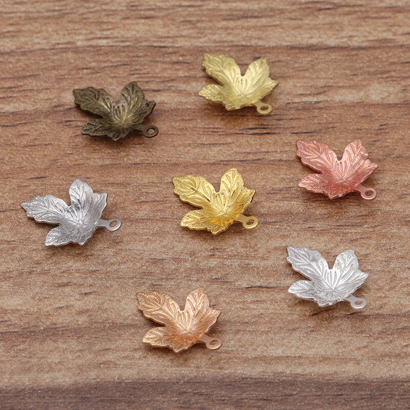 100pcs 12x15mm Brass Leaf Base Filigree Leaf Charms Pendant Setting DIY Accessories For Jewelry Making