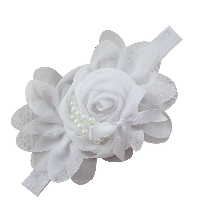 Baby Girls Headband Flexible Flower Princess Headband For Girl Baby Girl Hair Accessories Newborn Photography Props cute: White