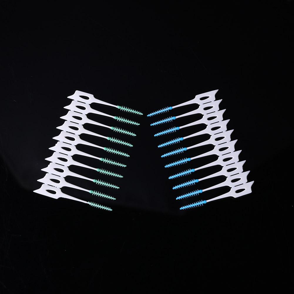 Palito fio dental portátil para limpeza dos dentes, palito de plástico, excelente e de boa elasticidade, silicone, higiene