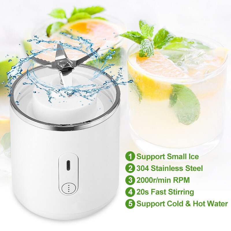 500Ml przenośna sokowirówka, elektryczna sokowirówka szklane urządzenie robić Smoothie USB akumulator blendery mikser robić podróży w domu