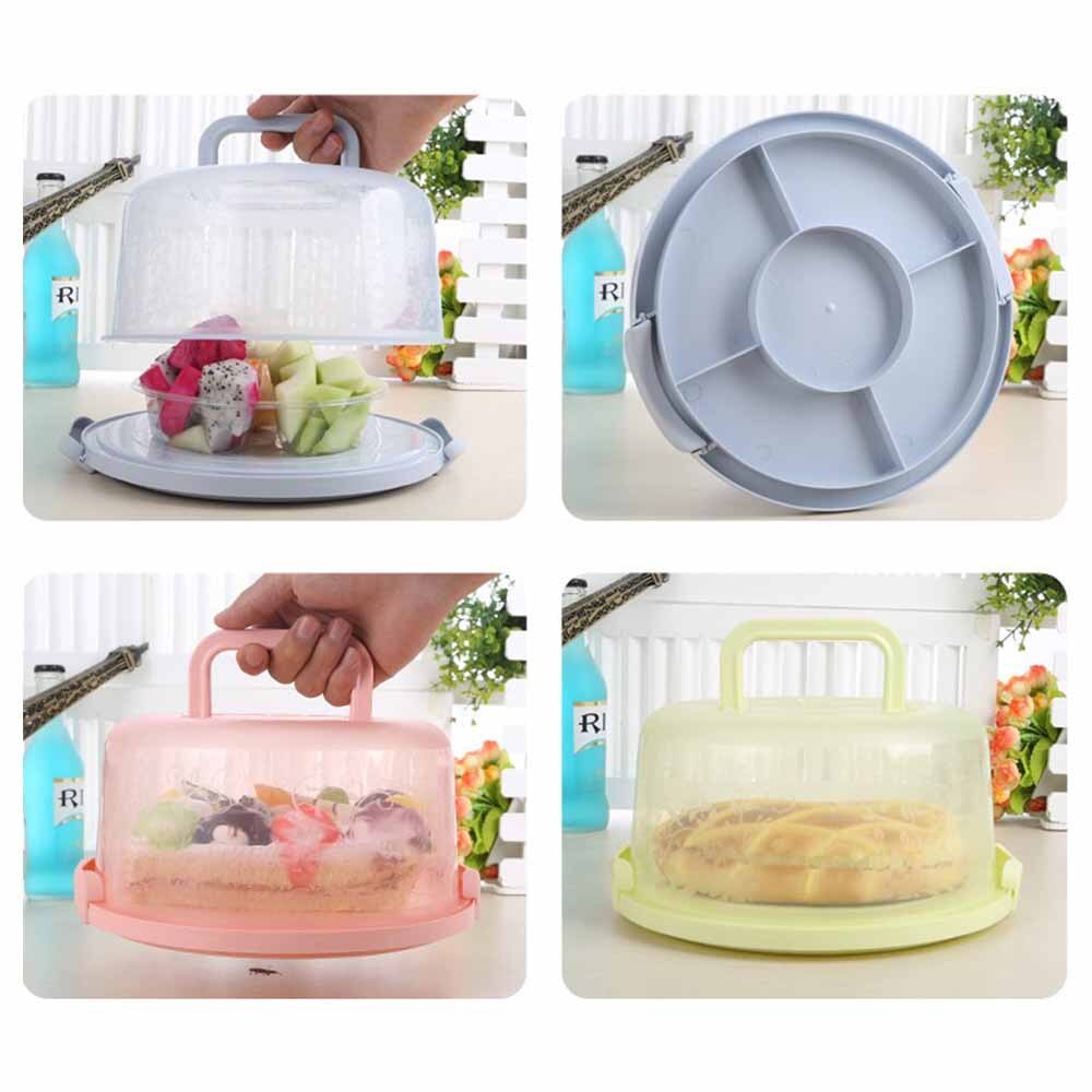 Portable Cake Storage Box Round Birthday Wedding Kitchen Baking Container Holder Cake Box Cupcake Dessert Fruit Storage Carrier