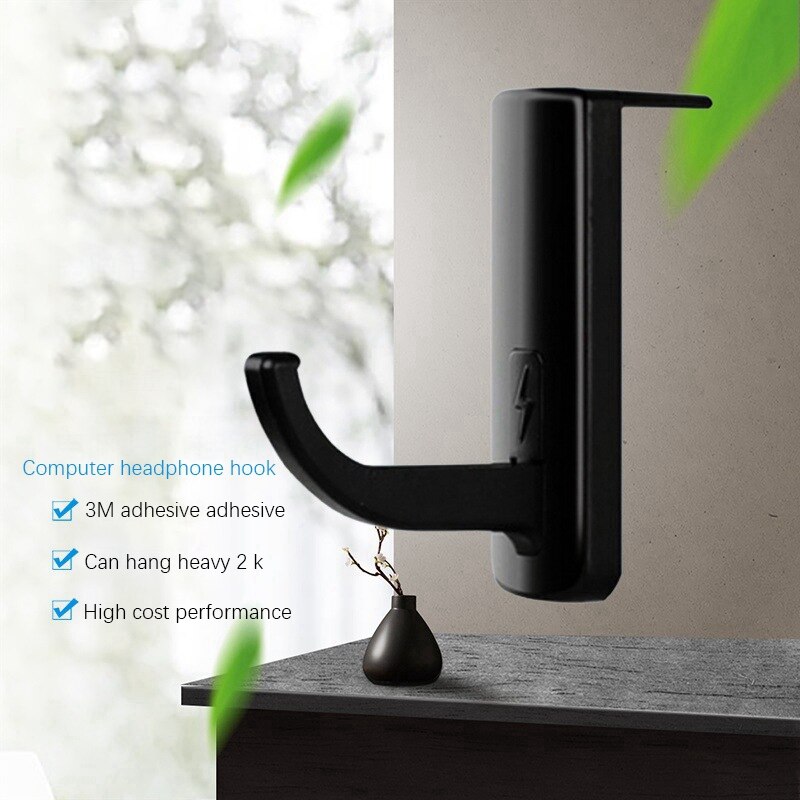 2Pcs Headset Hook Universal Headphone Hanger PC Monitor Desk Headset Stand Holder Headphone Holder Rack Stick-on Hook