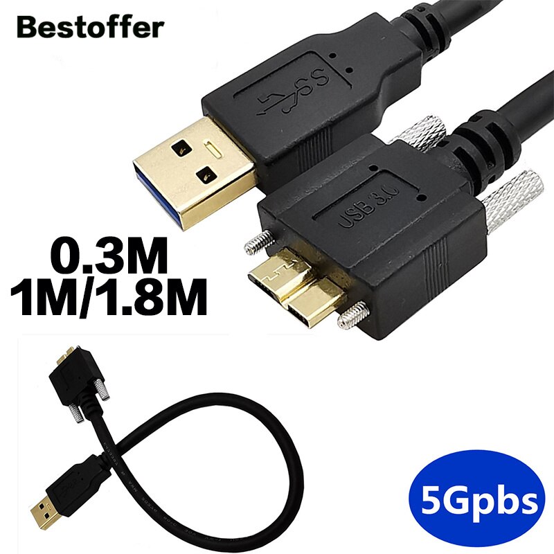 Hoge Snelheid 5Gbps Usb 3.0 A Male Naar Micro B Male Vergulde Datakabel 0.3 Meter / 1 Meter / 1.8 Meter
