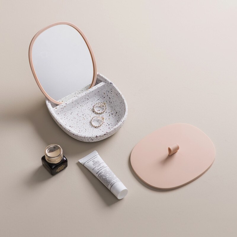 Huishoudelijke Draagbare Sieraden Doos Multifunctionele Reizen Mini Oorbellen Ring Lipstick Opbergdoos Met Spiegel En Siliconen Deksel