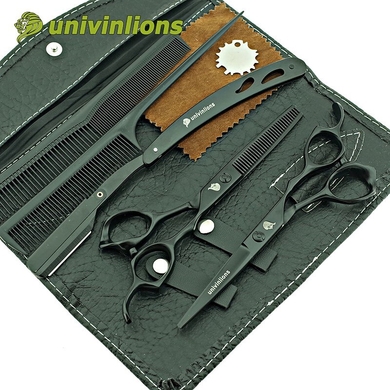 6" japanese micro serrated hair scissors hairdressing thinning barber cutting shears salon cabelereiro tijeras ciseaux coiffure: set with razor