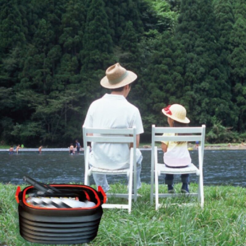Portable Fishing Water Bucket 37L With Lid Space Saving Outdoor Waterpot Collapsible Rectangular Handy Basket
