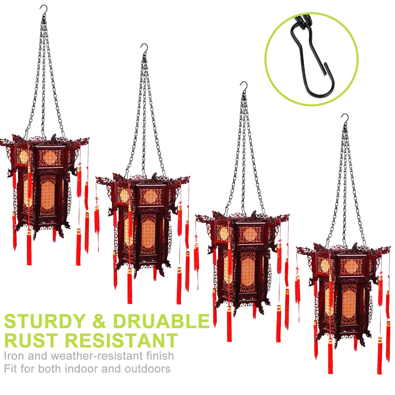 Garden chain hanging chain plastic ceramic flower pot hanging basket chain (black 24 inch iron material electrophoresis)