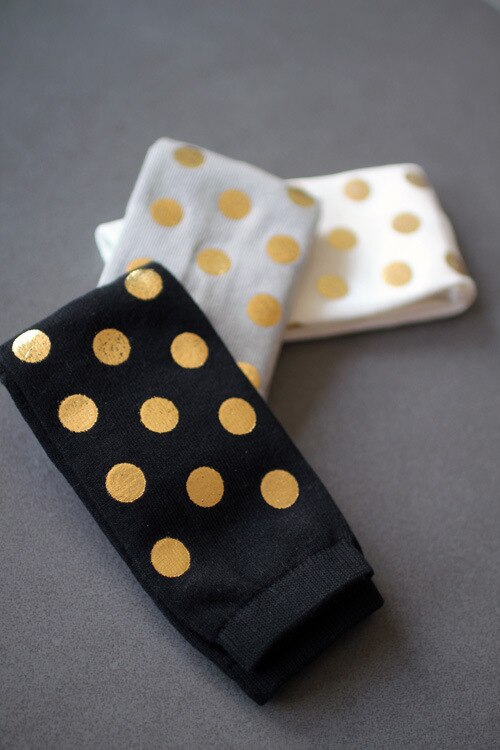 Kid's Toddler Chic Gold Stamping Dots Socks For Boys Girls Golden Polka Dot Printing Socks Children Short Sock Sox For 1-8Y