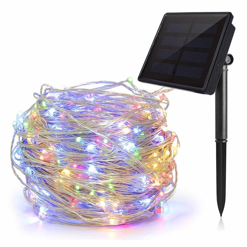 Solar light string outdoor waterproof decorative courtyard led light string Christmas copper wire