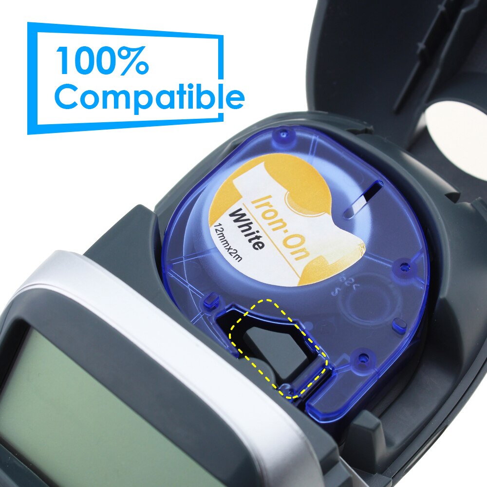 5pk Fabric Iron-On Label Tape - 12mm x 2m for Dymo Letratag Label Maker