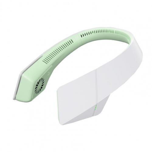 Hanging Neck Fan USB Powered Fast Charge Electric Fan Headphone Mini Cooling Portable Neck Fan for Work Outdoor Summer: Green