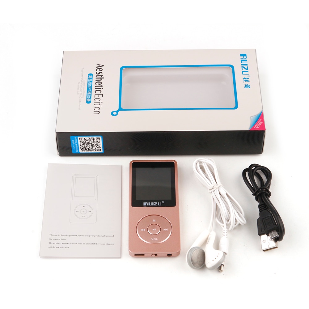 100% reproductor MP3 RUIZU X02 versión original en inglés 4G/8G/16G portátil Mp3 puede jugar 80 horas con Radio FM E-Book, reloj voz