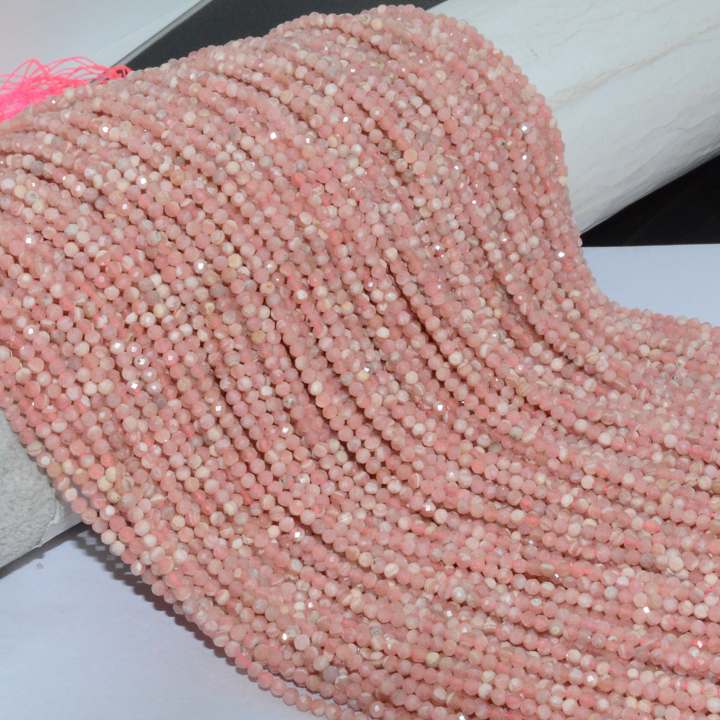 Natural Rhodochrosite Faceted Loose Round Beads 2.6mm