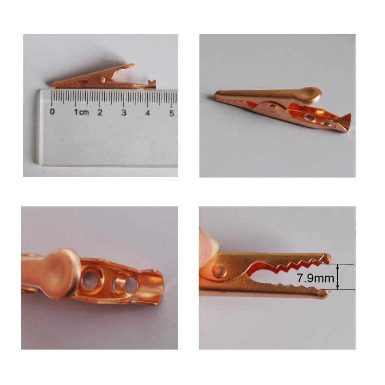 CC470Y 10pcs Electrical Clamp Tester Probe 10A 43mm Alligator Clip Cable Wire Battery Crocodile Clips