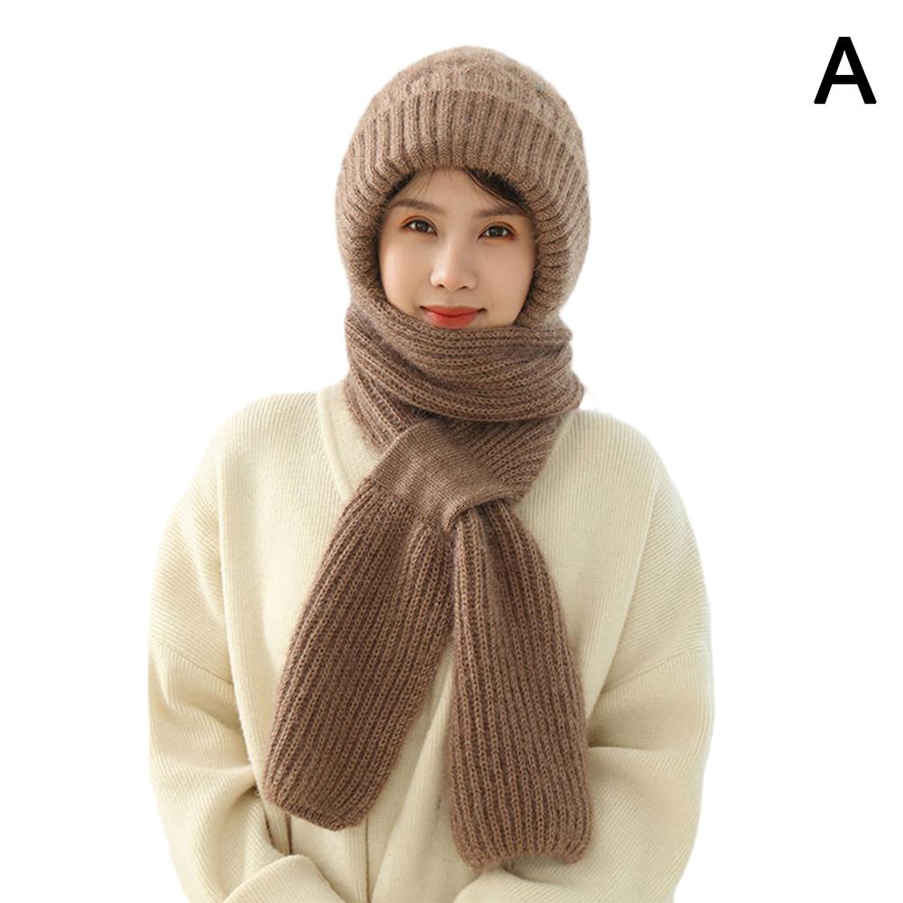 Gorro de punto para invierno, conjunto de bufanda a prueba de frío, bufanda con protección para los oídos, gorros cálidos para niñas, gorros para ciclismo a prueba de viento para mujer, gorros para exteriores: Blanco