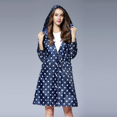 Chubasquero de lunares para mujer, Poncho impermeable, ropa para la lluvia, chaqueta para exteriores: Blue Dots