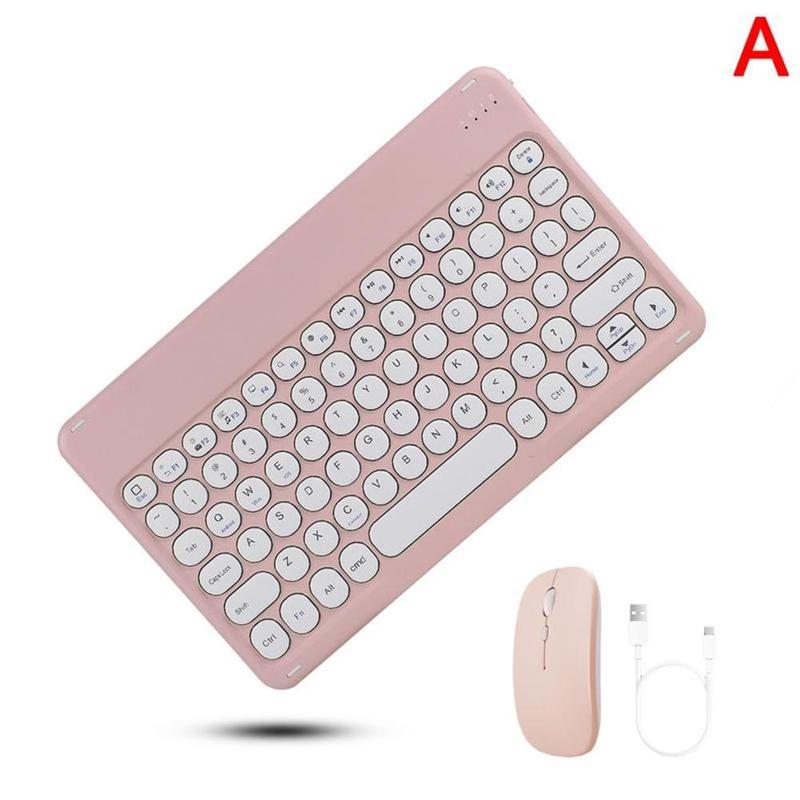 Retro Bluetooth-kompatibel Drahtlose Tastatur Und Maus Set Für Samsung Ipad IPhone USB Lade Mäuse Mini Tastatur Für Tablet: pink