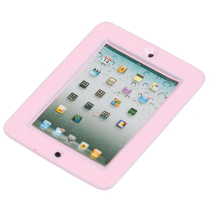 Pink Metal 1Pc 1:12 Dollhouse Miniature Laptop Computer Metal Tablet Computer Model Toy Doll Room Accessories