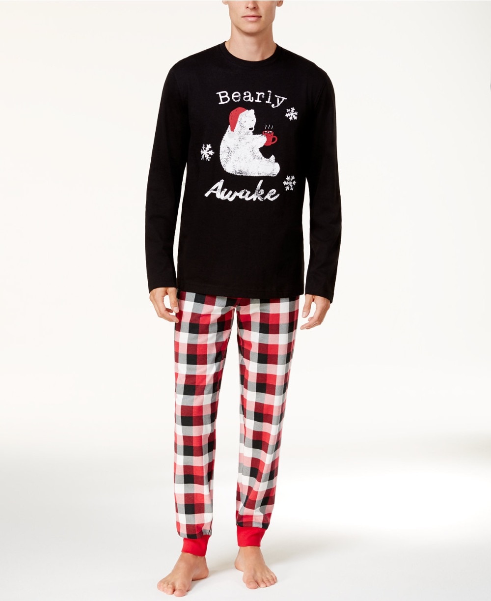 Ensemble pyjama réveil ours pour noël, vêtements assortis pour famille, noël, payé rouge pour maman et moi