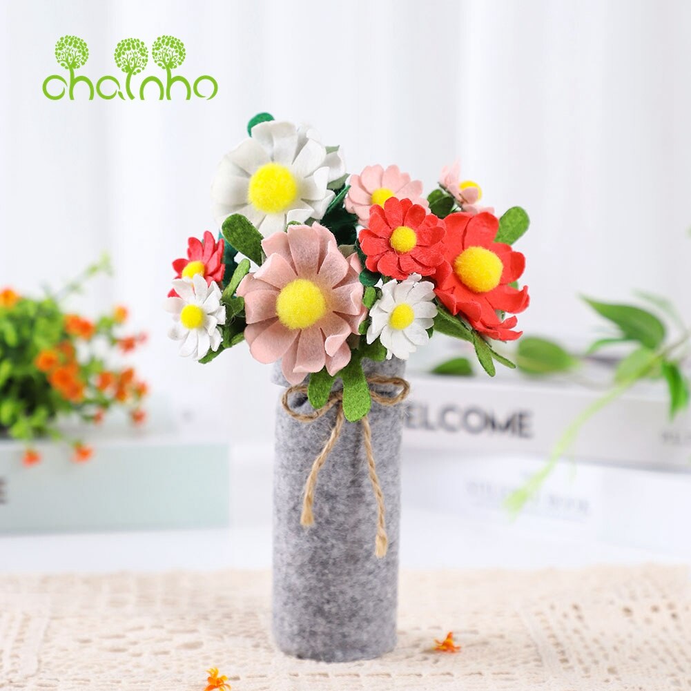 Chainho,DIY Handmade Non-woven Material Set Bag,Pre-Cut,None-Finished Item,Simulation Floral With Vase Series,6 Designs
