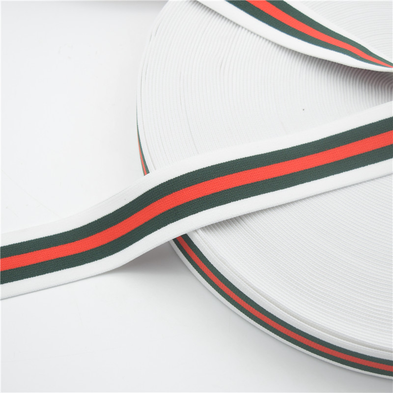 5 yards Gestreepte Rubber Elastische Lint Trim, DIY Mode Elastische Trim Broek Rand breed: 4 cm: white green and red