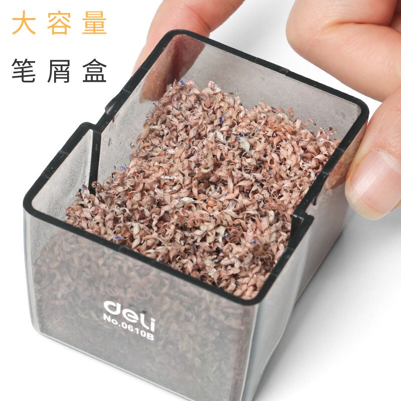 Deli 0610B Pencil Sharpener Hand-operated Sharpner for Color Pencils Sacapuntas School Spullen Fancy Stationery Puntenslijper