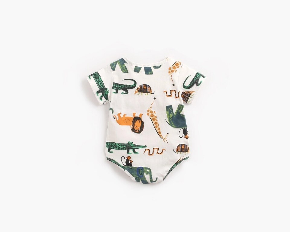 0-3T Baby Junge Mädchen Kleidung Strampler Karikatur Ebene Druck Gesamt Sommer Strampler