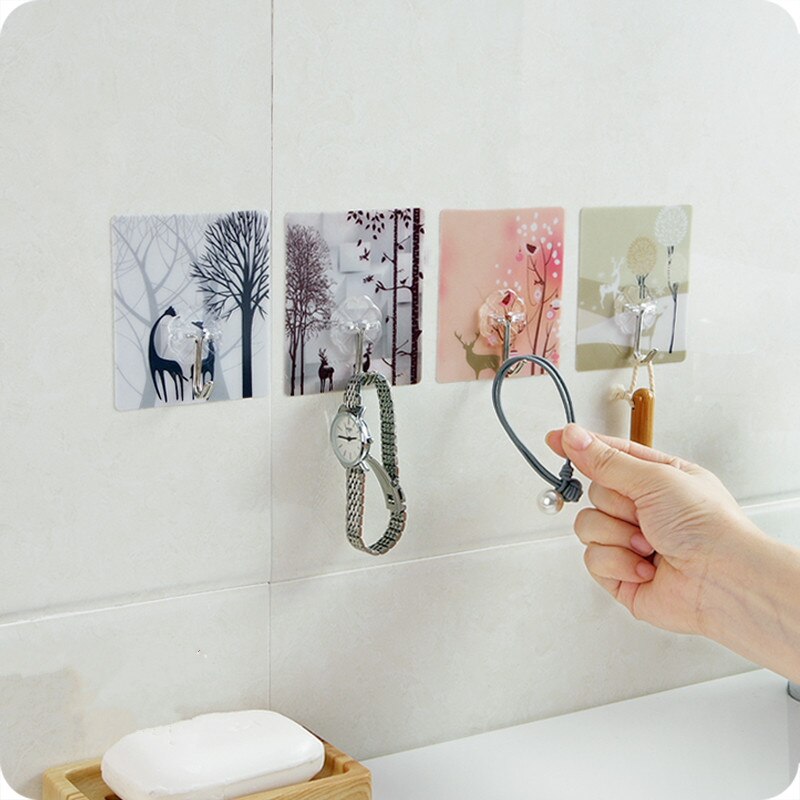 JS Self Adhesive Hooks Sticky Hooks Extra Strong Stick On Wall Over Door For Hanging Clothes Coat Robe Bath Towel In Bathroom Shower Kitchen - View #7