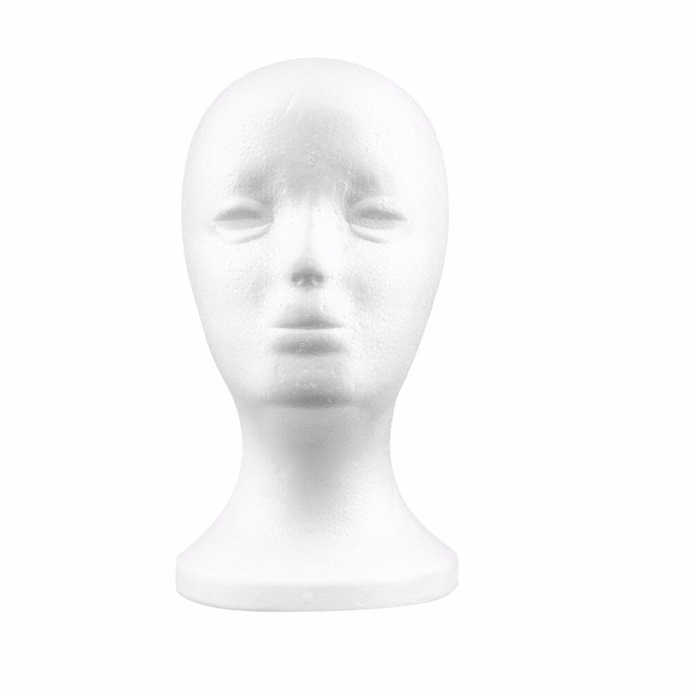 1pc duurzame witte vrouwelijke piepschuim mannequin mannequin hoofd model schuim pruik haar bril display bril hoed display standaard