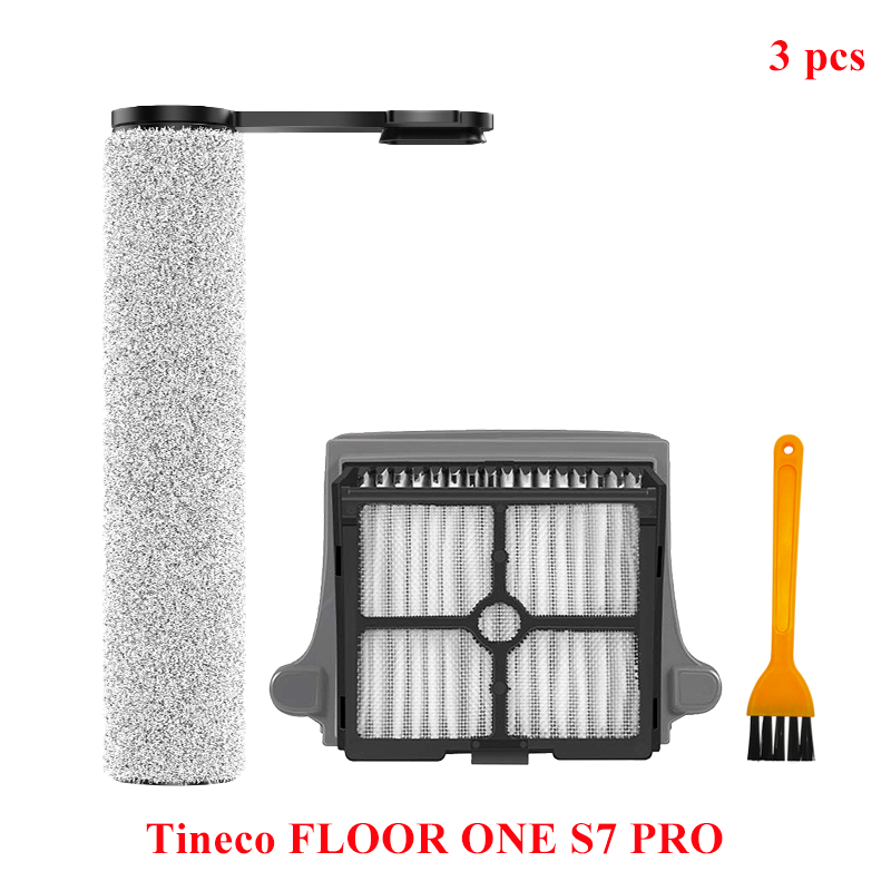 Accessories For Tineco FLOOR ONE S7 PRO Spare Soft Roller Brush HEPA Filter Cordless Vacuum Cleaner Parts Replacement Kit: Light Grey