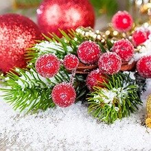 Ramo de flores artificiales con ramas de hojas de acebo y bayas de Navidad, decoración para el hogar, suministros festivos y para fiestas