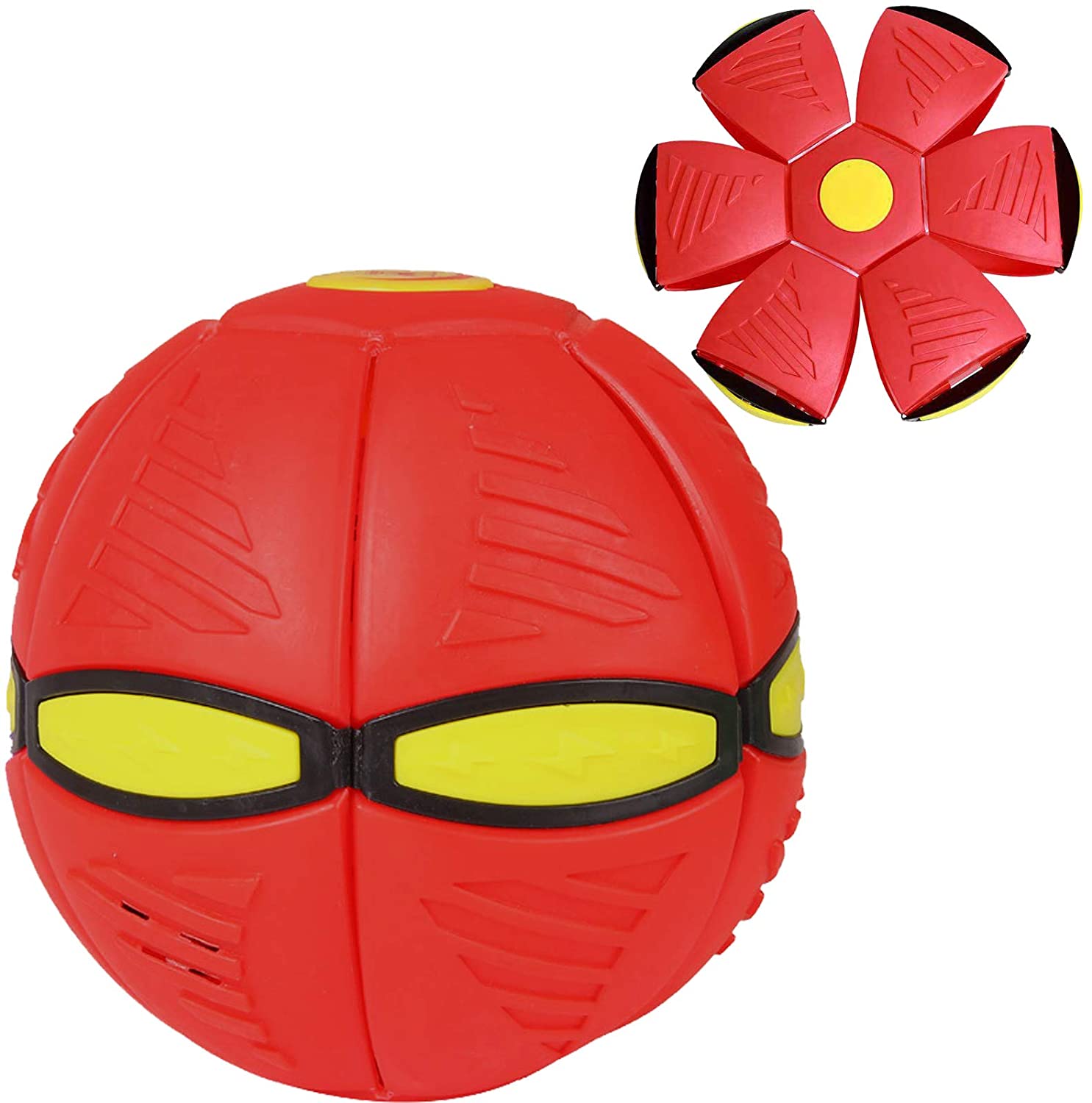 Outdoor Flying UFO Flat Throw Disc Ball With LED Light MusicToy Kid Garden Basketball Game Magic UFO Deformed Flat Ball 23cm: Red 3 led