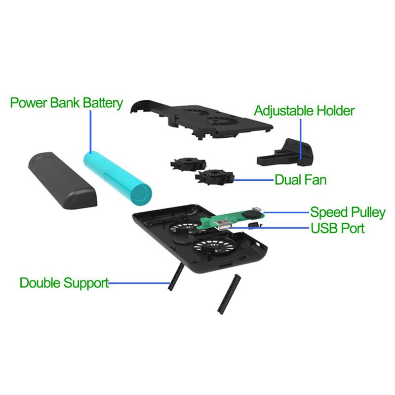 Mobiele Telefoon Koeler, usb Cooling Dual Fan Radiator/Stand Houder/Power Bank Met 4400Mah Oplaadbare Batterij Voor Iphone Smart Ph