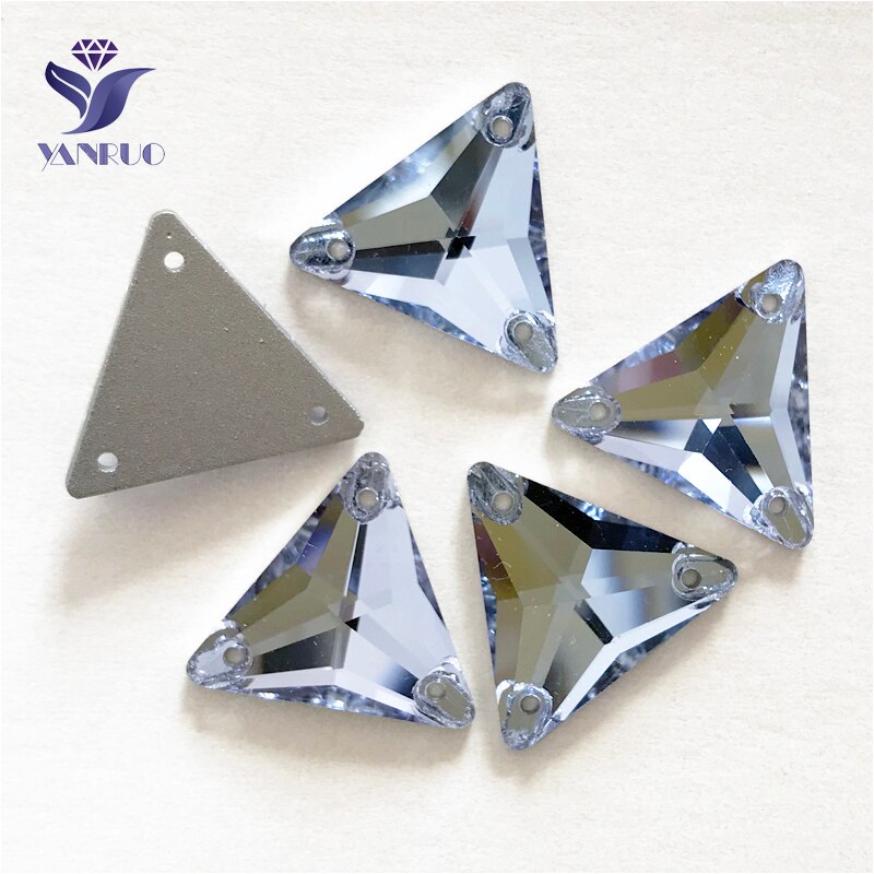 Yanruo 3270 Alle Maten Light Sapphire Driehoek Naaien Glas Kristal Platte Achterkant Naaien Strass Strass Voor Jurken