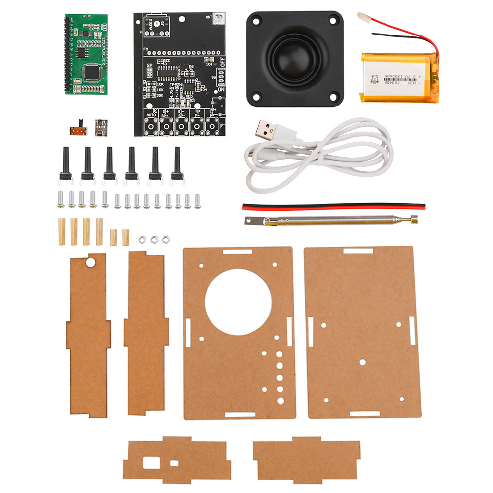 Radio FM Kit DIY Receptor de Radio FM 76MHz-108MHz Kit de Altavoz de Radio DIY Modificación de Frecuencia Pantalla LCD Práctica de Soldadura
