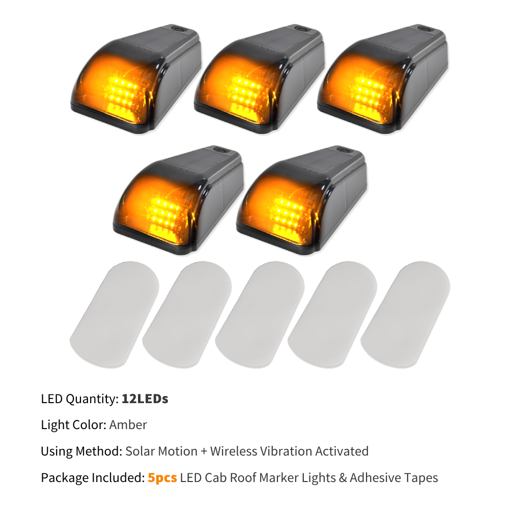 5 uds luces de cabina con energía Solar para camión 3/12LED F150 luces de cabina inalámbricas luces de techo para camioneta Dodge Ram luz de ratón de techo: CAMEL
